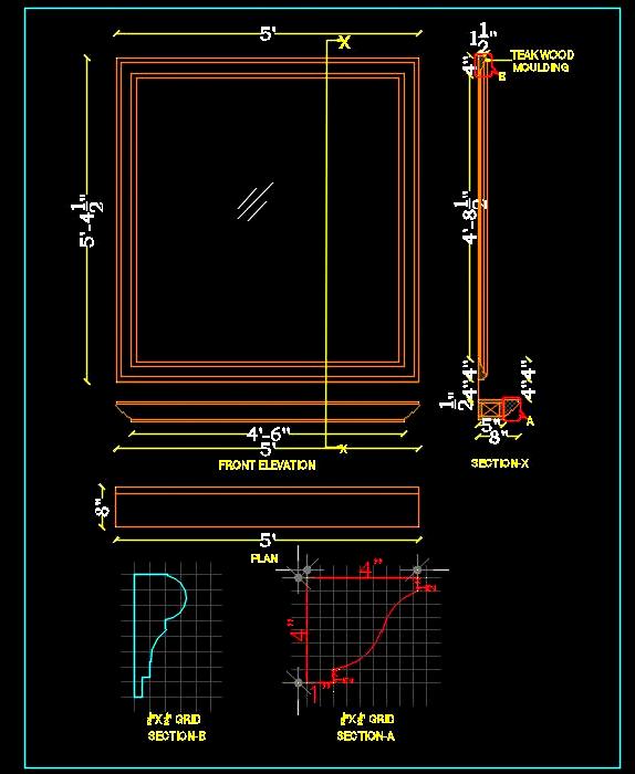 Mirror Design DWG- Wooden Molding & Floating Shelf Details